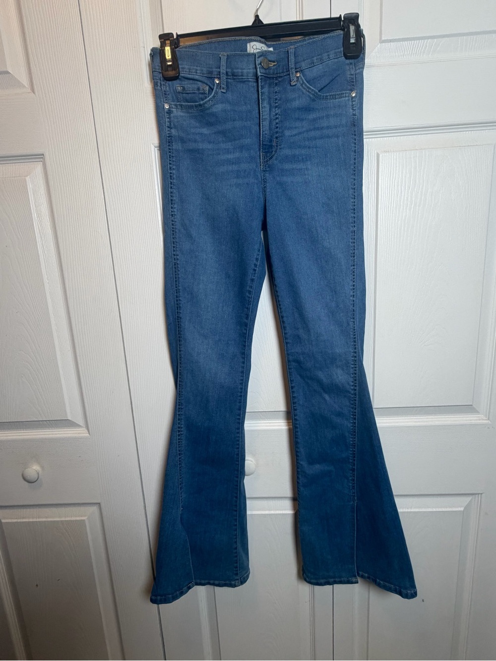 Jessica Simpson High Rise Flare Jeans Size 8/29 Light Wash Stretch Denim